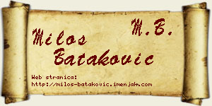 Miloš Bataković vizit kartica